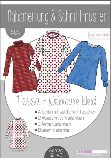 Papierschnittmuster -  Tessa Webware Kleid - Damen - Kibadoo